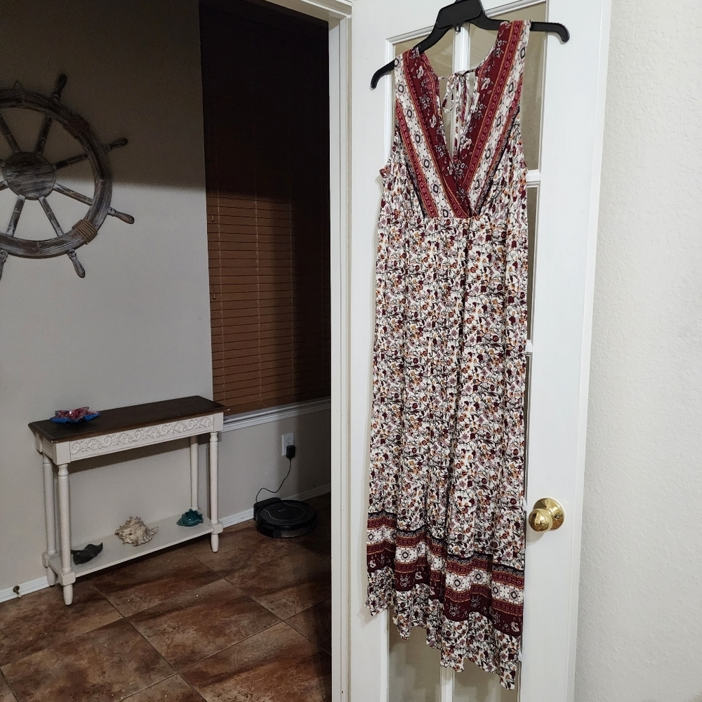 Knox Rose XL Boho Floral Maxi Dress Sleeveless Border Print Festival Cottagecore - Picture 2 of 13